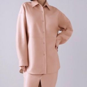 Babaton by Aritzia Vegan Leather Pelli Shirt Jacket Button-down Top